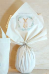 Embrulho de Páscoa Coelho Vintage - Algodão Cru - Personalizado - Embalagem para Ovo de Páscoa