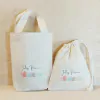 Kit Desconto Sacolinha Minibag com Saquinho - Ovos de Páscoa - Personalizada - Estampa Padrão - Algodão Cru - Lembrancinha