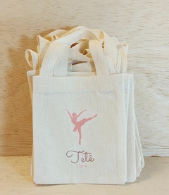 Sacolinha Minibag Bailarina - Silhueta - Personalizada - Estampa Padrão - Algodão Cru - Lembrancinha de Aniversário