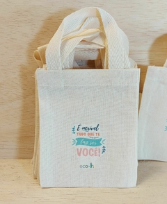 Sacolinha Minibag Evento Empresarial - Corporativo - Personalizada - Estampa Padrão - Algodão Cru - Brinde na internet