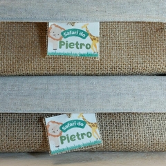 Cesta Safari - Aniversário Infantil - Juta e Tecido - Tag Personalizada - Lembrancinha - loja online