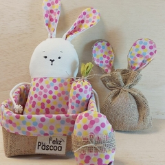 Enfeite Ovo de Páscoa - Bolinhas Coloridas - Tecido e Juta - Craft.Mimo