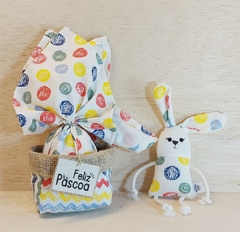 Cachepô Cestinho de Páscoa - Zig Zag Colorido - Tag Personalizada - Juta & Tecido - comprar online