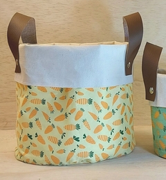 Cesto de Lona e Tecido - Cesta de Páscoa - Cenourinhas - Amarelo - Cesta de Presentes - Personalizado
