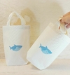 Sacolinha Minibag Tubarão - Personalizada - Estampa Padrão - Algodão Cru - Lembrancinha de Aniversário