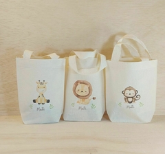 Imagem do Sacolinha Minibag Guaxinim - Bosque - Estampa Grande - Personalizada - Estampa Grande - Algodão Cru - Lembrancinha de Aniversário