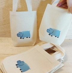 Sacolinha Minibag Festa Junina - Aniversário Duplo - Personalizada - Estampa Grande - Algodão Cru - Lembrancinha de Aniversário