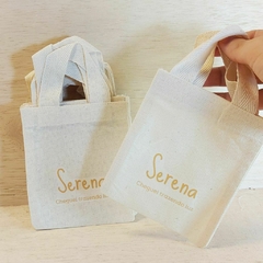 Sacolinha Minibag Cheguei Trazendo Luz - Personalizada - Estampa Padrão - Algodão Cru - Lembrancinha de Nascimento
