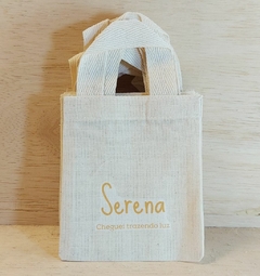 Sacolinha Minibag Baleia Rosa - Estrela do Mar - Personalizada - Estampa Padrão - Algodão Cru - Lembrancinha de Aniversário - loja online