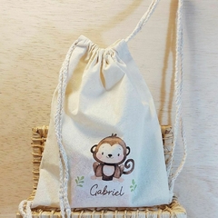 Saco Mochila Leãozinho Fofo - Lembrancinha de Aniversário Safari - Algodão Cru - Personalizada na internet