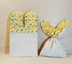 Saquinho Orelha - Estampas de Páscoa - Juta ou Algodão - Detalhe em Tecido - Craft.Mimo