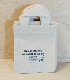 Imagem do Sacolinha Minibag Evento Empresarial - Corporativo - Personalizada - Estampa Padrão - Algodão Cru - Brinde