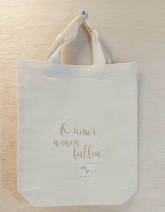 Sacola Versículo - Casamento - Madrinhas - Lembrancinha - Algodão Cru - 20x25cm