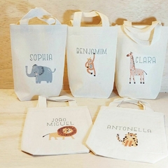 Sacolinha Minibag Safari Bichinhos Baby - Estampa Grande - Algodão Cru - loja online