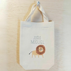 Sacolinha Minibag com Nomes Individuais Safari Animais Realistas - Estampa Grande - Algodão Cru