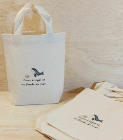 Sacolinha Minibag Hipopótamo - Tema de Aniversário - Personalizada - Estampa Padrão - Algodão Cru - Lembrancinha de Aniversário - Craft.Mimo