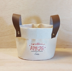 Cesto de Lona Cachepô - Amor em Forma de Presente - Brinde Personalizado - Craft.Mimo