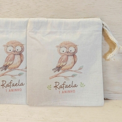 Saquinho Cordão Bosque Bichos - Estampa Grande - Lembrancinha de Aniversário - comprar online