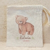 Saquinho Cordão Urso Bosque Encantado - Estampa Grande - Lembrancinha de Aniversário