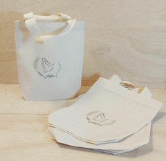 Sacolinha Minibag Casal de Gêmeos - Personalizada - Estampa Padrão - Algodão Cru - Lembrancinha de Nascimento na internet