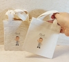 Sacolinha Minibag Mascotinho - Aniversário de Menino - Nome e Idade - Personalizada - Estampa Padrão - Algodão Cru - Lembrancinha de Aniversário