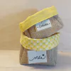 Cachepô Margaridinhas - Amarelo - Juta e Tecido - Cestinho - Dia das Mães - Lembrancinha