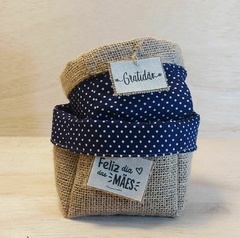 Cachepô Floral Bege - Juta e Tecido - Cestinho - Dia das Mães - Lembrancinha - Craft.Mimo