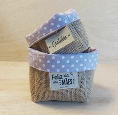 Cachepô Flores Candy - Juta e Tecido - Cestinho - Dia das Mães - Lembrancinha