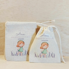 Saquinho Cordão Campo de Lavanda - Jardim das Flores - Estampa Grande - Lembrancinha de Aniversário - Jardim Encantado