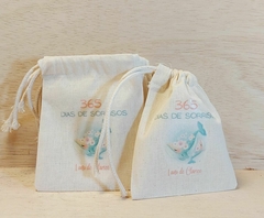 Saquinho 365 Dias de Sorriso - Aniversário 1 aninho - Cordão Embutido 10x13cm - Lembrancinha