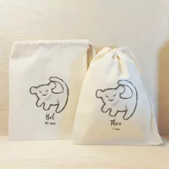 Saco Cordão Onça Pintada - Estampa Grande - Cordão Embutido - Algodão Cru - comprar online