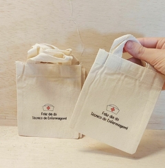 Sacolinha Minibag Feliz Dia dos Professores - Personalizada - Estampa Padrão - Algodão Cru - Lembrancinha Dia dos Professores - loja online