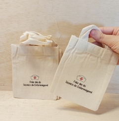 Sacolinha Minibag Dia do Técnico de Enfermagem - Personalizada - Estampa Padrão - Algodão Cru - Brinde