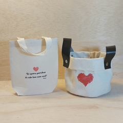 Cesto de Lona Coração - Dia dos Namorados - Cesta de Presentes - comprar online