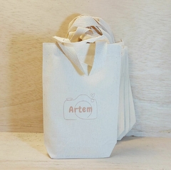 Sacolinha Minibag Fotógrafa - Personalizada - Estampa Padrão - Algodão Cru - Brinde Personalizado - loja online