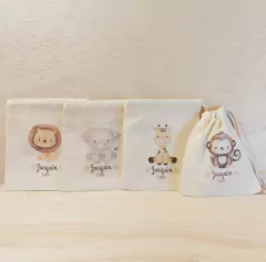 Saquinho Cordão Elefante Baby - Estampa Grande - Lembrancinha - Algodão Cru na internet