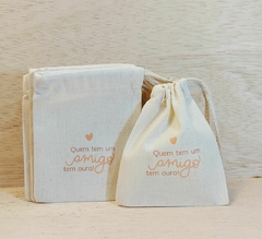 Saquinho Quem tem um Amigo tem Ouro - Cordão Embutido 10x13cm - Lembrancinha