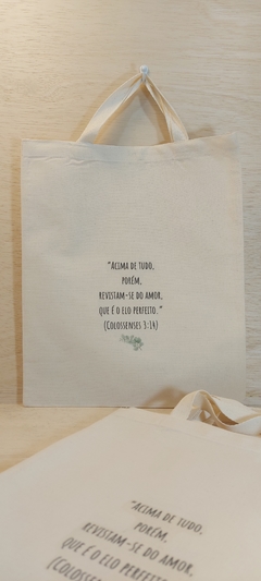 Sacola Verículo Bíblico - Casamento - Lembrancinha - Algodão Cru - 30x35cm - loja online