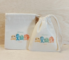 Saquinho Dinossauros Baby - Aniversário - Cordão Embutido 10x13cm - Lembrancinha