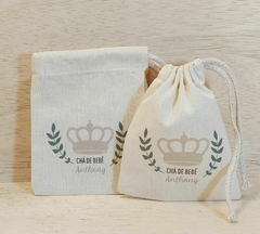 Saquinho Batizado - Coroa - Cordão Embutido 10x13cm - Lembrancinha