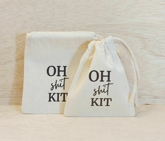 Saquinho Cordão Casamento - Kit Ressaca - Oh Shit - Estampa Padrão Personalizada - Algodão Cru - Lembrancinha