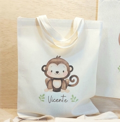 Sacola Safari - Estampa Grande - Bichinhos Variados - Aniversário - Lembrancinha - Algodão Cru - 25x30cm na internet