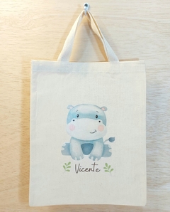 Sacola Safari - Estampa Grande - Bichinhos Variados - Aniversário - Lembrancinha - Algodão Cru - 25x30cm - Craft.Mimo