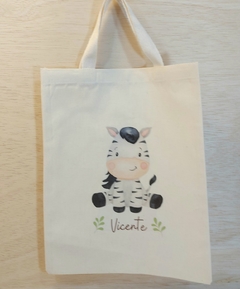 Imagem do Sacola Safari - Estampa Grande - Bichinhos Variados - Aniversário - Lembrancinha - Algodão Cru - 25x30cm