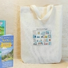 Sacola Personalizada Biblioteca - Livros - Estampa Grande - Fundo Largo - Alça de Mão - Algodão Cru - Lembrancinha de Aniversário