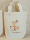 Sacolinha Minibag Bambi - Cervo - Bosque - Estampa Grande - Personalizada - Estampa Grande - Algodão Cru - Lembrancinha de Aniversário