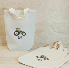 Sacolinha Minibag com Cesto de Lona - Mundo da Criança - Personalizada - Estampa Padrão - Algodão Cru - Lembrancinha de Aniversário na internet