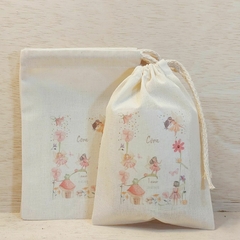 Saquinho Cordão Fadinha Bailarina - Estampa Grande - Lembrancinha de Aniversário - Jardim Encantado - comprar online