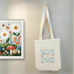Ecobag Jardim Encantado - Estampa Grande com Fundo Largo e Alça de Ombro - Lembrancinha de Aniversário