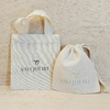 Kit Desconto Sacolinha Minibag com Saquinho - Sua Marca - Personalizada - Estampa Padrão - Algodão Cru - Brinde Personalizado
